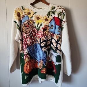 Vintage Heirloom Collectibles 1996 Harvest Knit Sweater Women’s Large 3D Pumpkin
